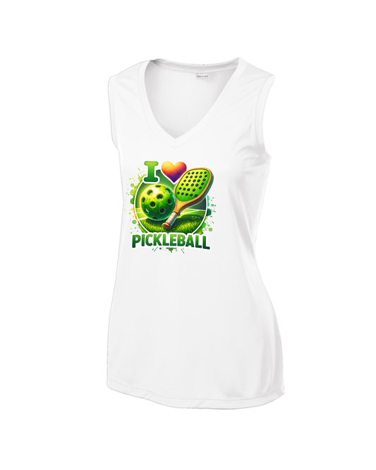 Women's I Love Pickleball V-Neck Tank