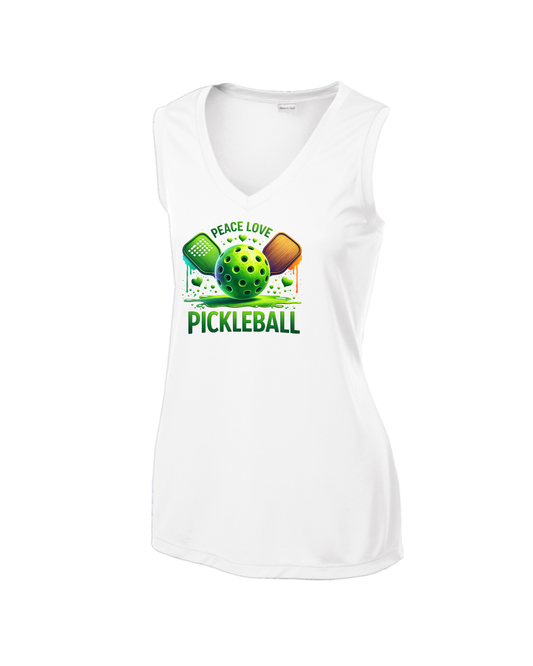 Women's Peace Love Pickleball V-Neck Tank